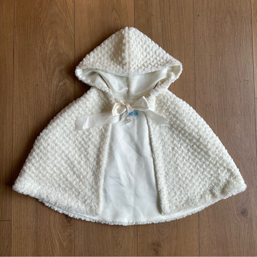 Kids White Hooded Cape